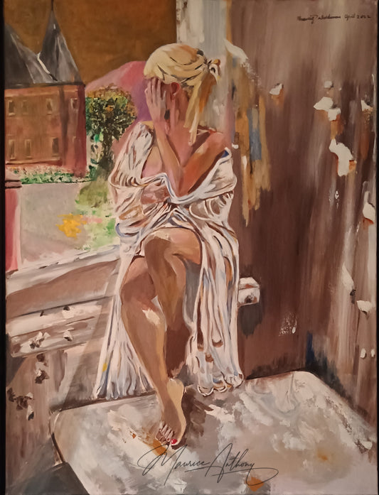 Pensive — original Acrylic on Canvas artwork by Maurice Anthony